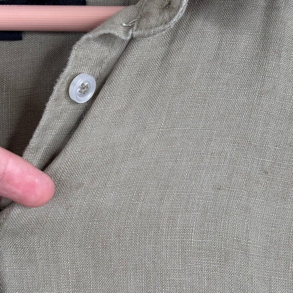 Quince Linen Long Sleeve Top M Olive Green Minimalist Safari Lightweight Button - Picture 4 of 11